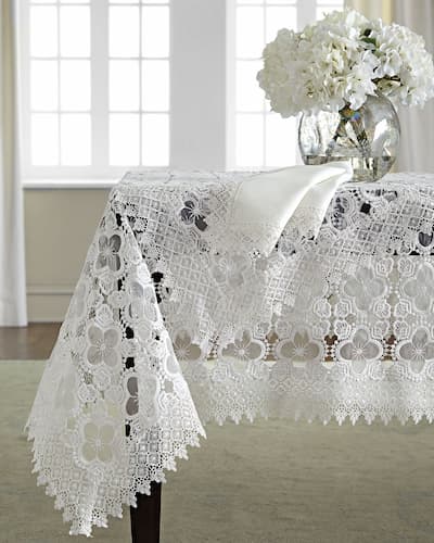 white luxury lace tablecloth organza