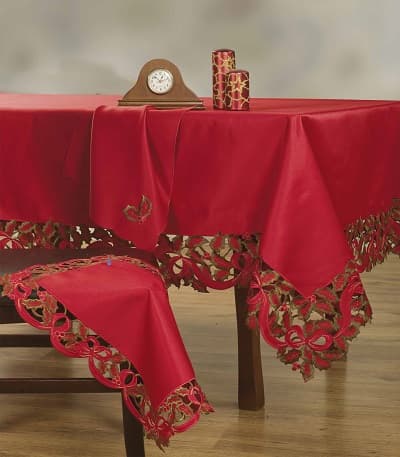 red christmas embroidery tablecloth